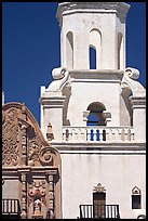 Facade detail and tower, San Xavier del Bac Mission. Tucson, Arizona, USA ( color)