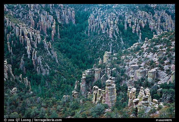 Landscape of spires from Massai Point. Chiricahua National Monument, Arizona, USA (color)
