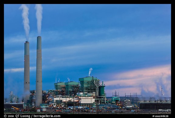 Coal fired generating station at dusk, near Holbrook. Arizona, USA