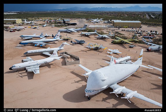 Aerial view of aircraft in Pima Air and space museum. Tucson, Arizona, USA (color)