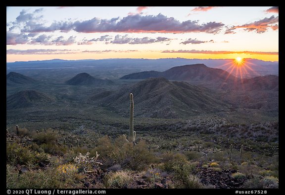 Sun setting over Table Mountain Wilderness. Sonoran Desert National Monument, Arizona, USA (color)