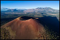Aerial View of Sunset Crater and San Francisco Mountains. Sunset Crater Volcano National Monument, Arizona, USA ( color)