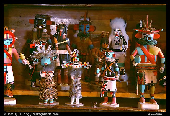 Hopi Kachina figures. Hubbell Trading Post National Historical Site, Arizona, USA (color)