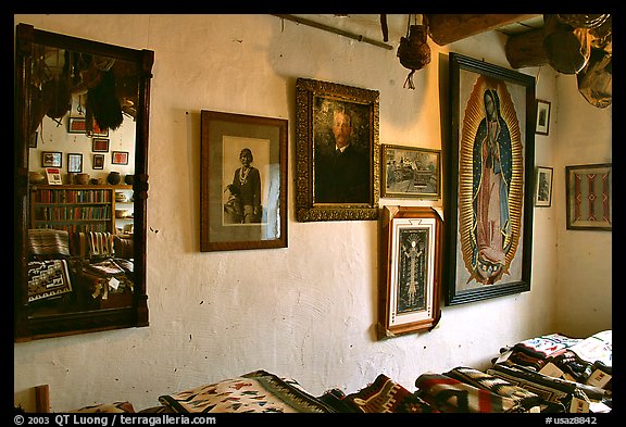 Wall with portraits from the Hubbel family. Hubbell Trading Post National Historical Site, Arizona, USA (color)