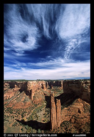 Spider Rock and skies. Canyon de Chelly  National Monument, Arizona, USA (color)