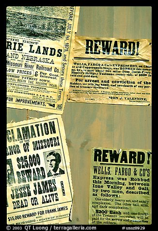 Wanted and Reward signs, Old Tucson Studios. Tucson, Arizona, USA (color)