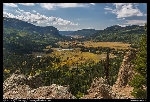 Rocks and valley with autumn colors, Pagosa Springs. Colorado, USA