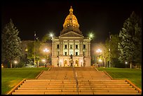 Stairs and Colorado State Capitol at night. Denver, Colorado, USA ( color)