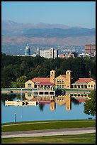 City Park Pavilion, city skyline, and mountains. Denver, Colorado, USA ( color)
