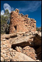 Tower on rock outcropping. Canyon of the Ancients National Monument, Colorado, USA ( color)