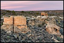 Twin Towers, Hovenweep House, and Eroded Boulder House. Hovenweep National Monument, Colorado, USA ( color)