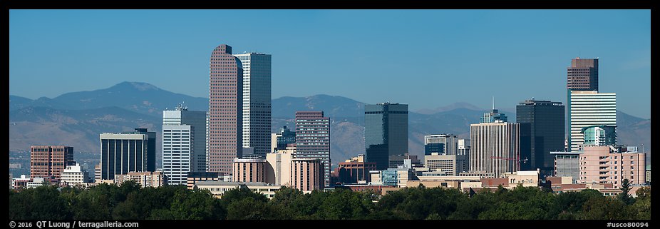 Skyline with Rocky Mountains. Denver, Colorado, USA (color)