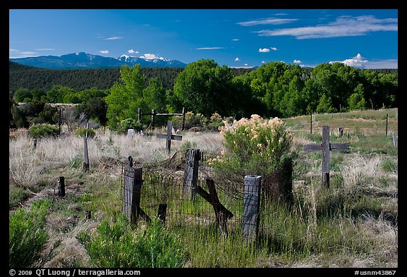 Woden crosses, cemetery, Picuris Pueblo. New Mexico, USA