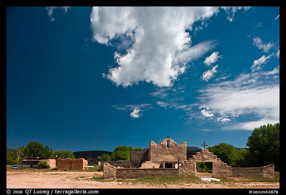 Picuris Pueblo and church. New Mexico, USA (color)