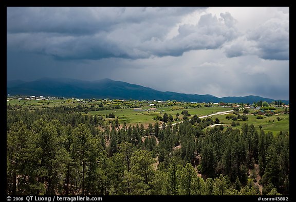 Truchas and Sangre de Christo Mountains with approaching storm. New Mexico, USA