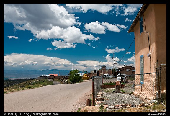 House and main street, Truchas. New Mexico, USA (color)