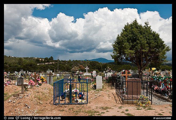 Fenced tombs, Truchas. New Mexico, USA (color)