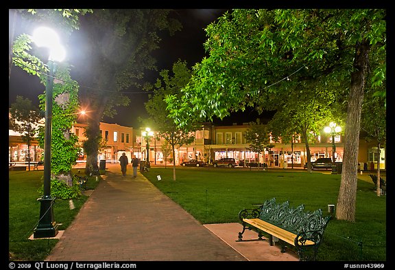 Plazza by night. Santa Fe, New Mexico, USA (color)