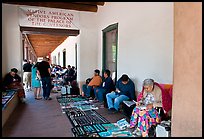Native americans selling in front of the Palace of the Governors. Santa Fe, New Mexico, USA ( color)