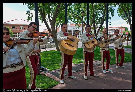 Mariachi band on old town plazza. Albuquerque, New Mexico, USA (color)