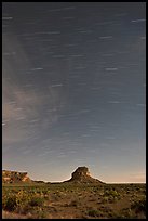 Star trails over Fajada Butte. Chaco Culture National Historic Park, New Mexico, USA (color)