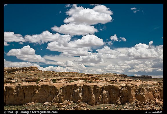 Cliff and clouds. Chaco Culture National Historic Park, New Mexico, USA (color)