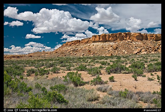 Rim cliffs and clouds. Chaco Culture National Historic Park, New Mexico, USA (color)
