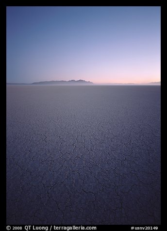 Flat playa with thin mud cracks, Black Rock Desert. Nevada, USA