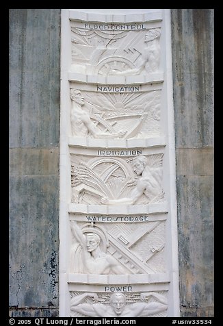 Bas-relief in Art Deco style. Hoover Dam, Nevada and Arizona (color)