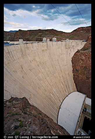 Profile view of arch-gravity dam. Hoover Dam, Nevada and Arizona (color)