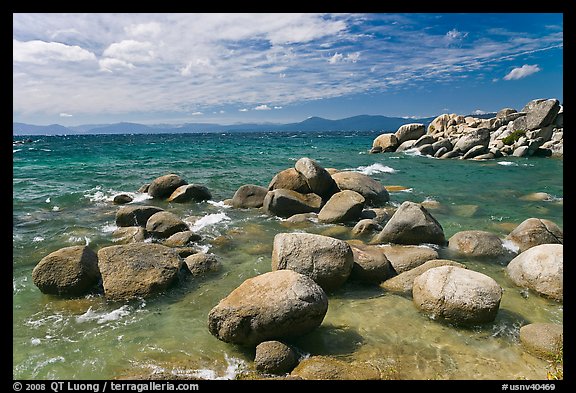 Boulders in lake, Sand Harbor, East Shore, Lake Tahoe, Nevada. USA (color)