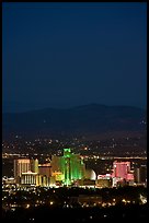 Reno skyline at night. Reno, Nevada, USA