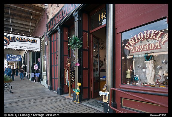 Gallery with souvenir shop. Virginia City, Nevada, USA (color)