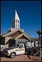 Truck and house with bell-tower, Beatty. Nevada, USA ( color)