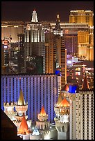 Las Vegas hotels seen from above at night. Las Vegas, Nevada, USA (color)