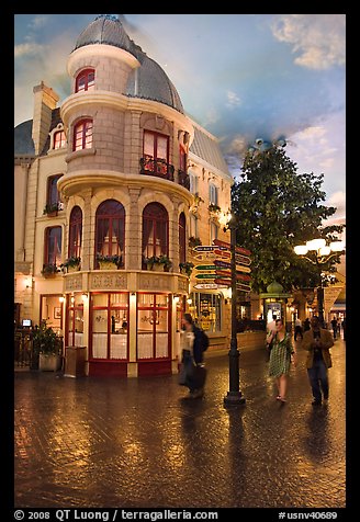 Cobblestone-like street inside Paris casino. Las Vegas, Nevada, USA (color)