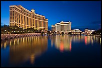 Bellagio and Caesar Palace reflected at dusk. Las Vegas, Nevada, USA ( color)