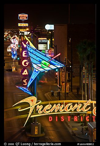 Neon lights in East Fremont district. Las Vegas, Nevada, USA (color)