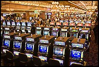 Rows of slot machines. Las Vegas, Nevada, USA (color)