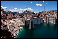 Reservoir and dam, Hoover Dam Bypass beeing built. Hoover Dam, Nevada and Arizona
