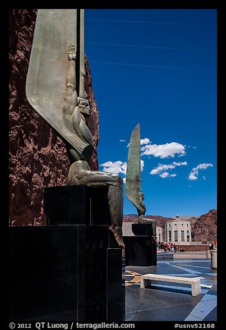 30 feet high bronze figures. Hoover Dam, Nevada and Arizona (color)
