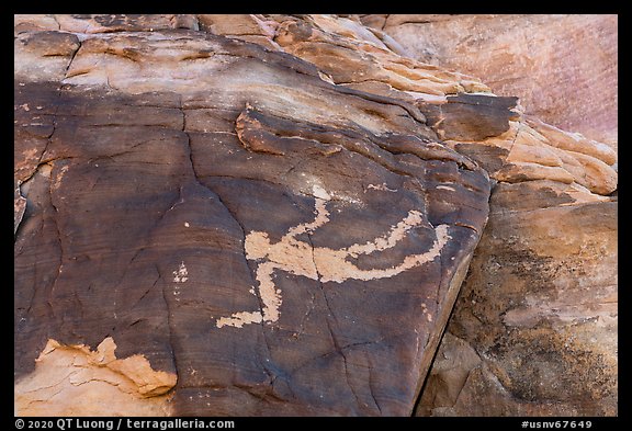 Falling Man petroglyph. Gold Butte National Monument, Nevada, USA (color)
