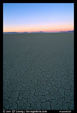 Dried mud lakebed, dawn, Black Rock Desert. Nevada, USA (color)