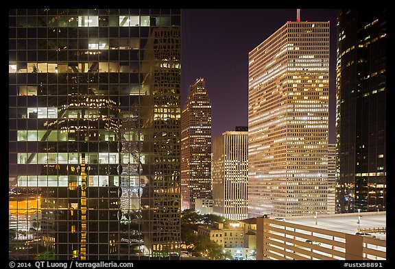 Downtown at night. Houston, Texas, USA (color)