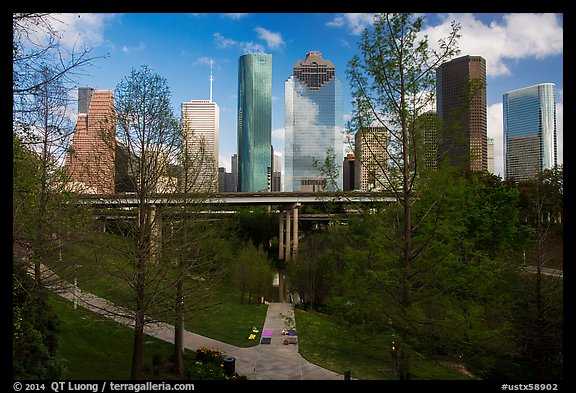 Skyline from park. Houston, Texas, USA (color)
