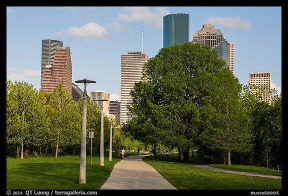 Park, trees, and skyline. Houston, Texas, USA (color)
