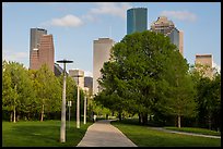 Park, trees, and skyline. Houston, Texas, USA ( color)
