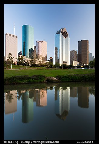 Skyscrapers and reflections. Houston, Texas, USA (color)