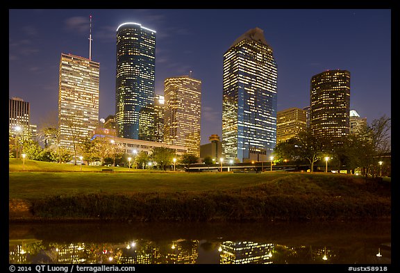 Dowtown skyline at night. Houston, Texas, USA (color)
