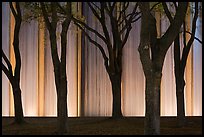 Trees and back Gerald D. Hines Waterwall at night. Houston, Texas, USA ( color)